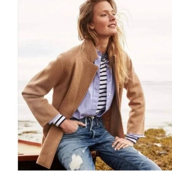 J. Crew 365 Open Front Tan Sweater Blazer Merino Wool Size Large - Picture 8 of 8